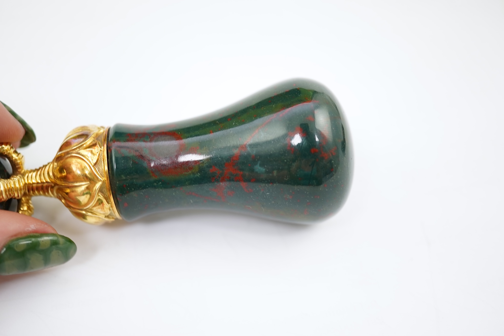 A fine gold-mounted bloodstone seal, mid 19th century